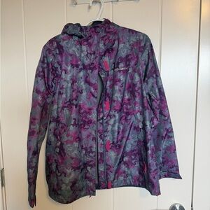 Columbia Purple & Gray Camo Hooded Rain Jacket